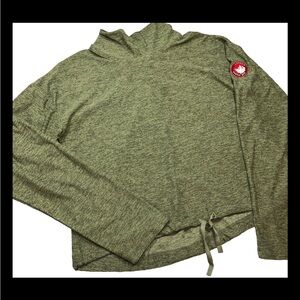 Canada Weather Gear GREEN Marled Mock Neck Pullover Shirt Cinch Tie Hem 6W6100 M